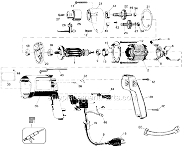 Page A Diagram and Parts List for 5111 Type 101 Black and Decker Electric Drill